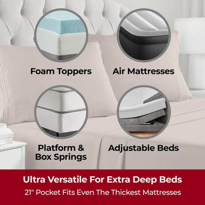 Mellanni Extra Deep Full Sheets - 4 PC Iconic Collection Bedding - Hotel Luxury, Ultra Soft, Cooling Bed Sheets - Wrinkle, Fade, Stain Resistant (Full, Tan)