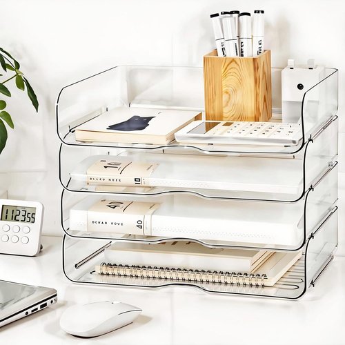DCA Large Capacity Desk Organizer - 4-Tier File Organizer for Office, Home & School - Stackable Design