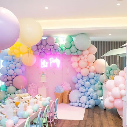 PartyWoo Pastel Balloons 100pcs 12 Inch Pastel Rainbow Latex Balloons for Baby Shower Gender Reveal Engagement Bachelorette Easter Bridal Shower Anniversary Retirement Birthday Party Decorations