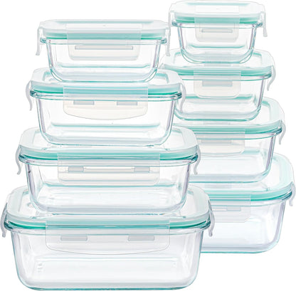 Vtopmart Glass Storage Containers - 8 Pack & Overnight Oats Jars - Durable, BPA-Free Design