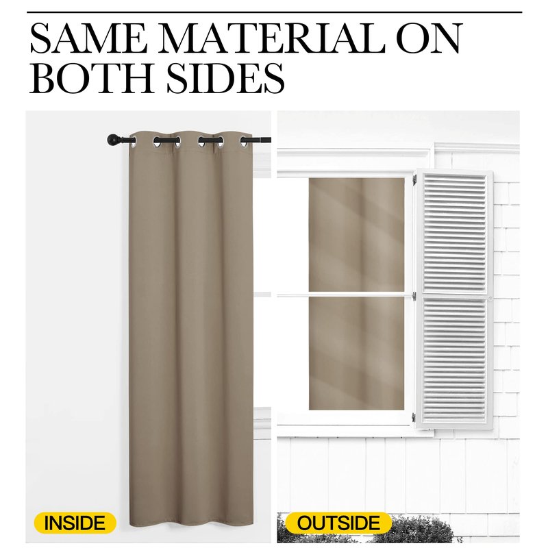 NICETOWN Window Curtain Panels, Thermal Insulated Solid Grommet Blackout Draperies/Drapes for Basement (Taupe, 1 Pair, 34 by 54-inch)