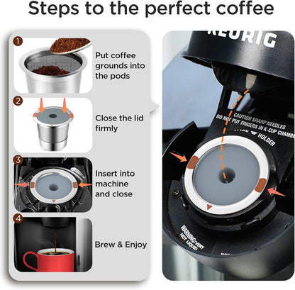 Noalto Reusable K Cups - Universal Stainless Steel Coffee Pods for Keurig 1.0 & 2.0 (2-Pack)