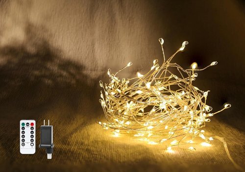 Fairy Lights 10 Feet - 200 LEDs Waterproof String Lights with Remote | 8 Lighting Modes for Bedroom & Wedding, Warm White