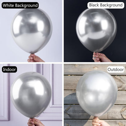PartyWoo Silver Balloons - 100pcs 12 Inch Latex Helium Balloons for Celebrations & Events
