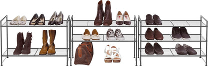 Simple Houseware 3-Tier Stackable Shoe Rack - Durable Storage Shelf in Black for Organized Spaces