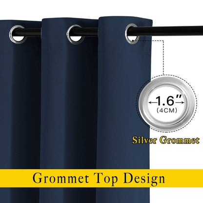 NICETOWN Navy Blue Kitchen Window Curtains 36 inches Long, Grommet Blackout Short Window Treatments Thermal Drapes for Bedroom, 2 Panels, W52 x L36