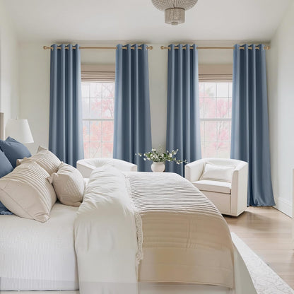 NICETOWN Energy Saving Stone Blue Drapes - Grommet Top Thermal Insulated Shades, 1 Pair, W52 x L95