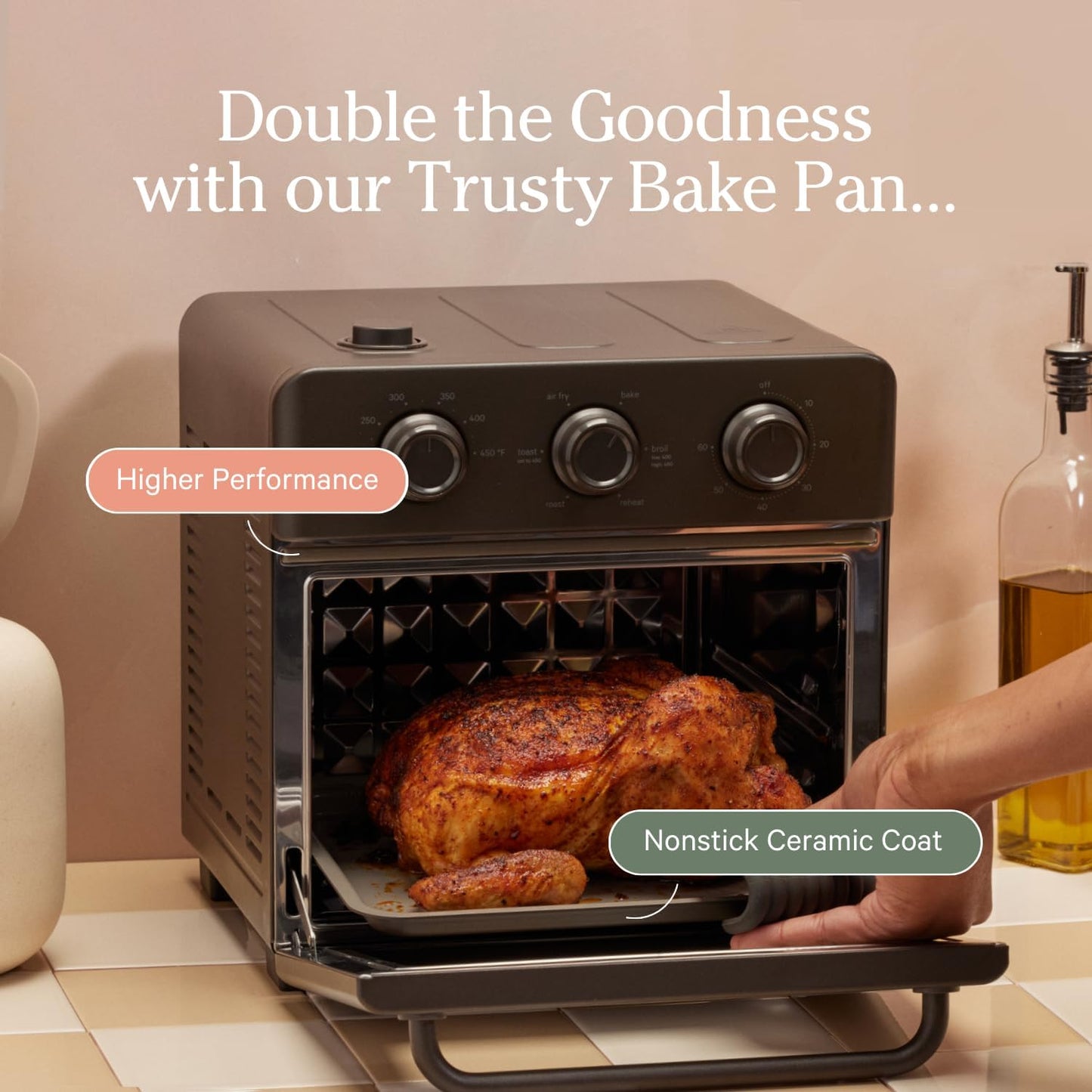 Our Place Wonder Oven Essentials Kit - Extra Air Fryer Basket & Nonstick Bake Pan | Eco-Friendly, Oven Safe | Blue Salt