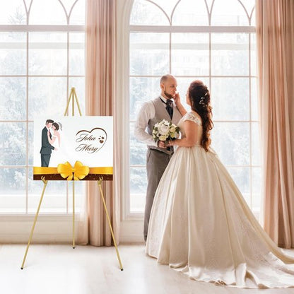 Display Artist Easel Stand - 63" Collapsible Tripod for Easy Folding & Adjustable Art Display - Gold