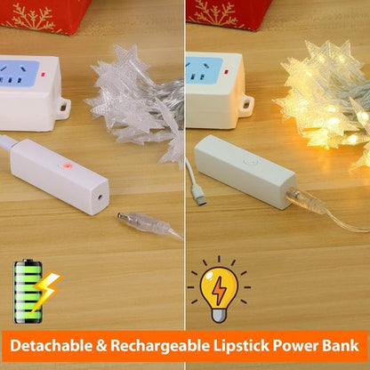 Lakumu Star String Lights - 33FT 100LED Battery Operated Fairy Lights with 8 Modes & Timer | Warm White Indoor Decor