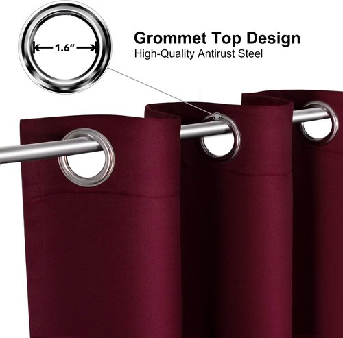 ChrisDowa Blackout Curtains 90 Inches Long 2 Panels Set for Living Room, Grommet Thermal Insulated Room Darkening Curtains for Bedroom (Burgundy Red, 52 x 90 Inch)