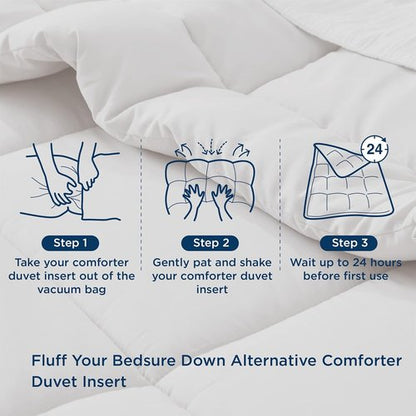 Bedsure Comforter Duvet Insert - Quilted Comforters Queen Size, All Season Duvet, GentleSoft Down Alternative Bedding Blanket, with 8 Tabs, Gifts for Women/Men, Beige, Queen 88 x 88 Inches
