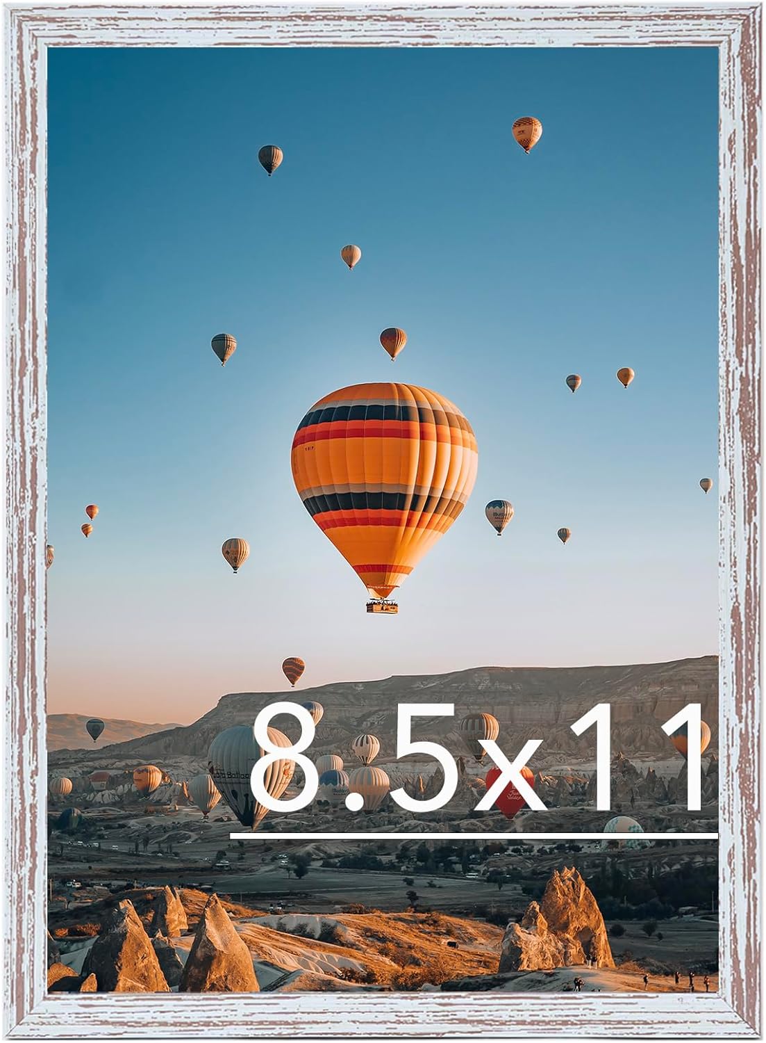 Rustic White Picture Frame by [Brand Name] - 8.5x11 Wall or Tabletop Display | Durable Shatter-Resistant Plexiglass