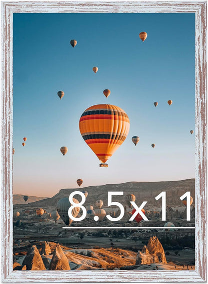 Rustic White Picture Frame by [Brand Name] - 8.5x11 Wall or Tabletop Display | Durable Shatter-Resistant Plexiglass