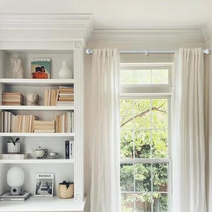 GXOACKJ Curtain Rods - Decorative Heavy-Duty Metal for Windows 66-120 Inch | White Finish with Brackets