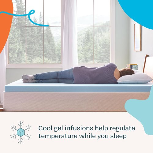 Linenspa Memory Foam Mattress Topper - 3 Inch Gel-Infused Twin Size - Plush, Cooling & Pressure Relieving