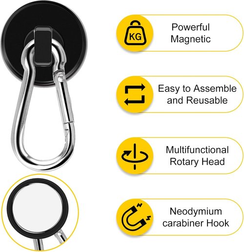 DIYMAG Magnetic Hooks - 70LBS Heavy Duty Neodymium Hooks for Home & Office | 15-Pack