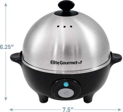 Elite Gourmet EGC-508 Egg Cooker - Rapidly Prepare 7 Easy-To-Peel Eggs, Poach & Make Omelets, Stainless Steel