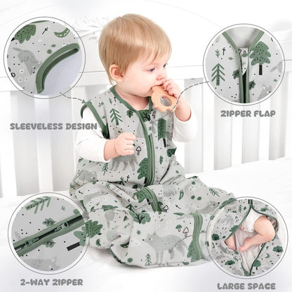 Yoofoss Baby Sleep Sack 18-24 Months Baby Wearable Blanket 100% Organic Cotton 2-Way Zipper Toddler Sleeping Sack，3 Pack Soft Lightweight Sleep Sacks for Babies