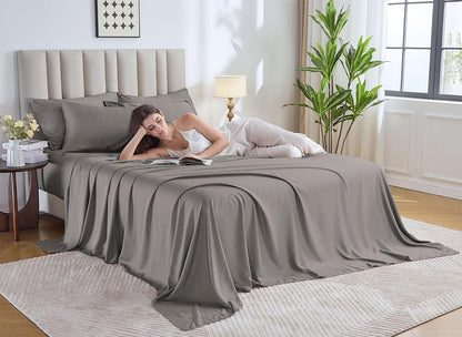 Pure Bamboo Twin XL Sheets - Luxuriously Soft & Cooling 100% Organic Viscose Bed Set | Graphite Color
