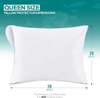 Utopia Bedding Pillow Protectors - Set of 2 Queen Size, Waterproof & Bed Bug Proof Encasements (White)