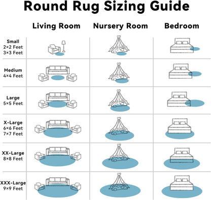OLANLY Round Slate Blue Area Rug - Soft, Fluffy & Machine Washable 3 ft Circle Carpet for Bedroom & Living Room