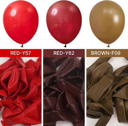 PartyWoo Burgundy Balloons - 100 Pcs in Various Sizes for Stunning Balloon Arch Decor | Dark Chestnut Red