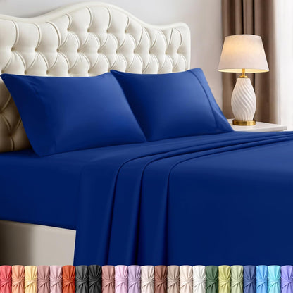 Utopia Bedding Queen Size Sheet Set - Soft, Breathable Microfiber | 4-Piece in Royal Blue