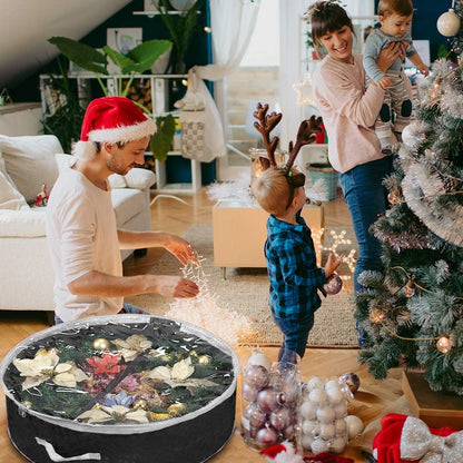 Primode Wreath Storage Bag 24" - Durable 600D Oxford Container with Clear Window for Easy Holiday Storage