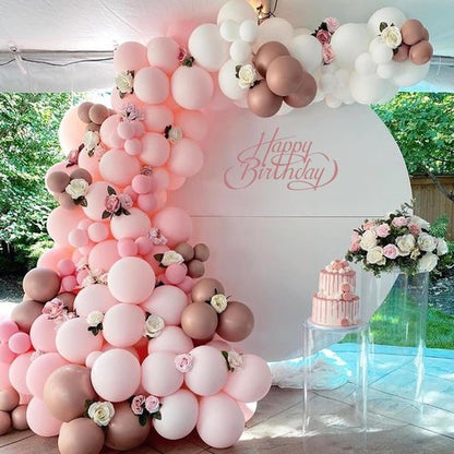 Awenztech Balloon Arch Kit - 120pcs Light Pink Latex Balloons in Various Sizes for Baby Showers & Parties