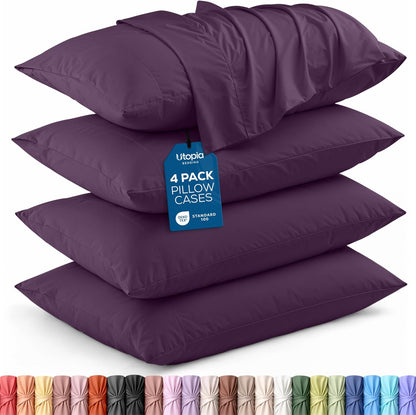 Utopia Bedding King Pillow Cases - Soft Brushed Microfiber - 4 Pack, 20 X 40 Inches, Purple