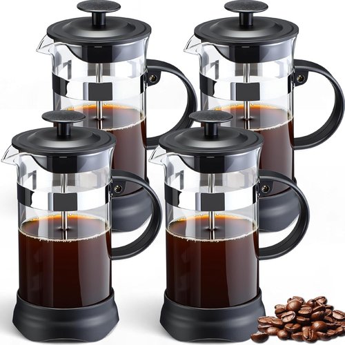 LemonRoad French Press Coffee Maker - Borosilicate Glass & Stainless Steel - 34oz for Travel & Camping