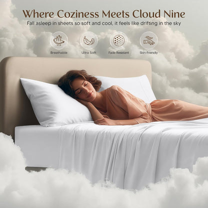 Utopia Bedding Queen Size Sheet Set - Soft, Breathable Microfiber | 4-Piece Bed Sheets in White