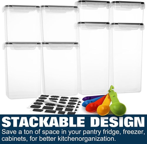 M MCIRCO Airtight Food Storage Containers - 25-Piece Set for Kitchen Organization | Plastic with Lids, Labels & Measuring Cups