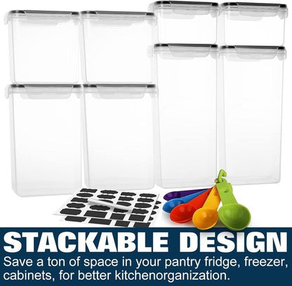 M MCIRCO Airtight Food Storage Containers - 25-Piece Set for Kitchen Organization | Plastic with Lids, Labels & Measuring Cups