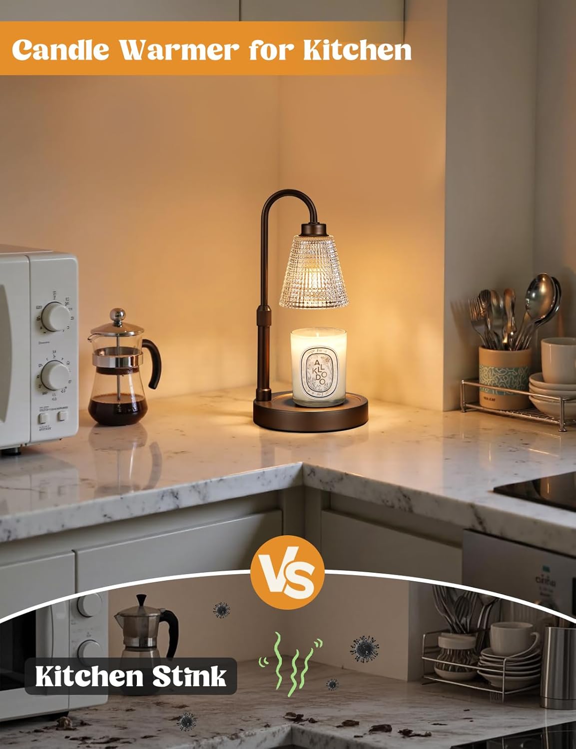 Big Brown Candle Warmer Lamp - Dimmable & Adjustable Timer for Jar Candles | Perfect Home Decor & Gifts