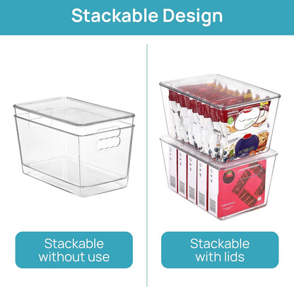Vtopmart Clear Stackable Storage Bins - 8 Pack Large Plastic Containers with Lids for Pantry & Kitchen Organization
