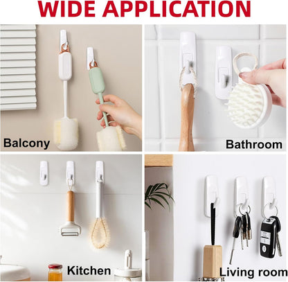 Skiennix Adhesive Wall Hooks - Heavy Duty Variety Pack with 20 Strips | No Damage, Multi-Size Utility Hooks for Outdoor Use