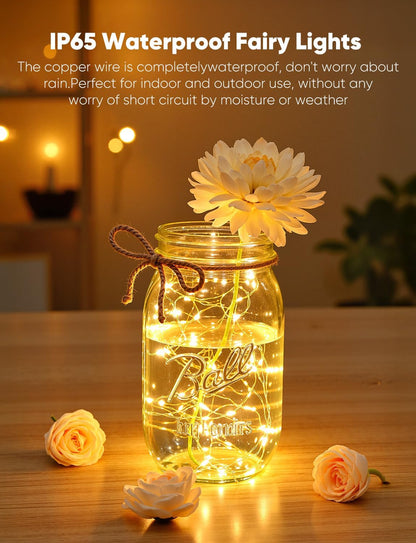Brightown LED Fairy Lights - 30 Pack Battery Operated 7ft Waterproof Silver Wire String Lights | Perfect for Mason Jars, Christmas & Weddings
