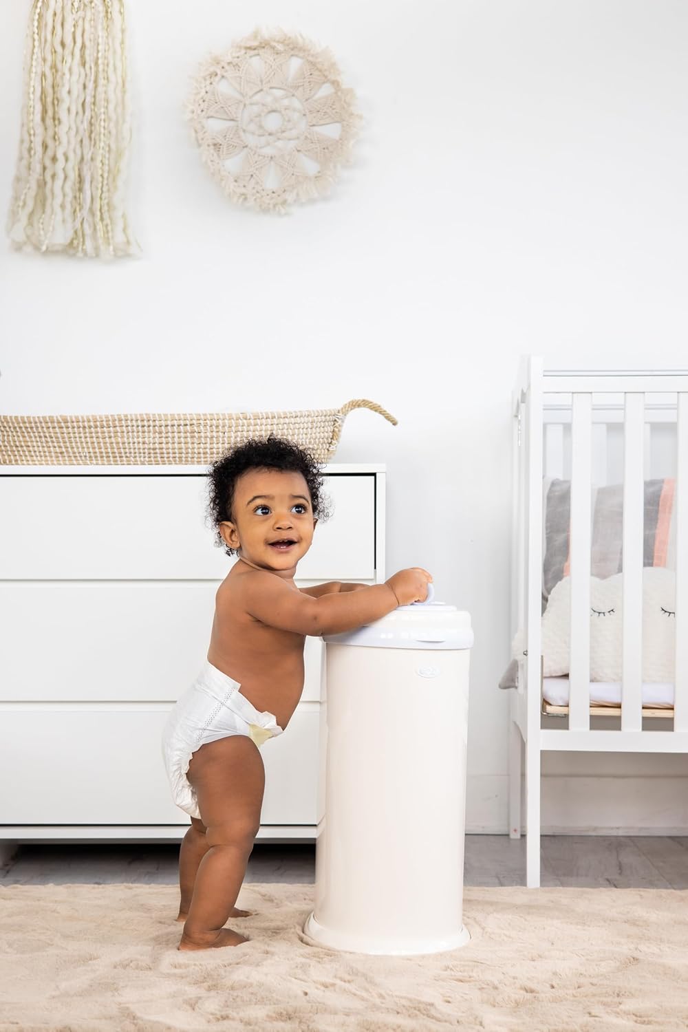 Ubbi Steel Diaper Pail - Odor Locking Design, No Special Bags Needed | Award-Winning Ivory Color