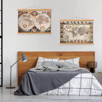 Benjia Magnetic Poster Frame - Light Wood Hanger for Canvas Artwork | 120x80 cm (Teak Color)