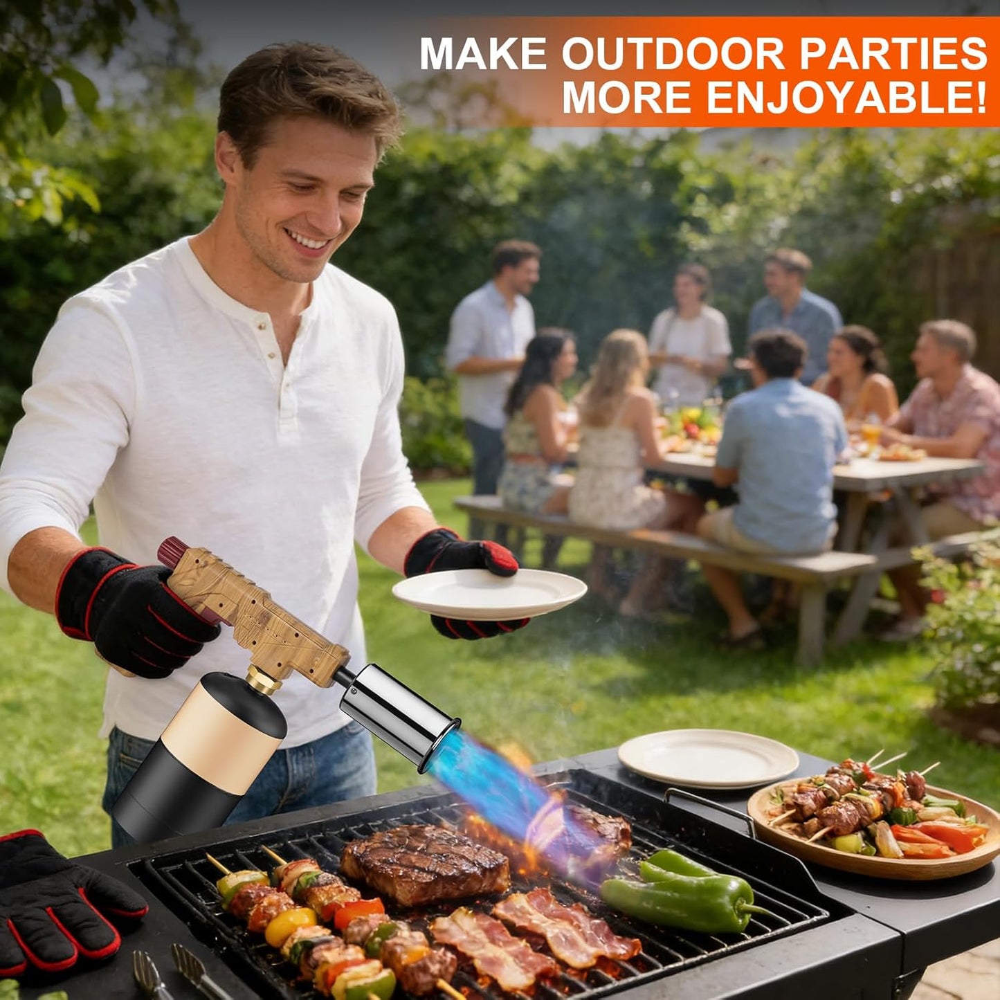 Semlos Propane Torch - Powerful Kitchen Torch for Searing Steak & BBQ - Charcoal Lighter & Campfire Starter