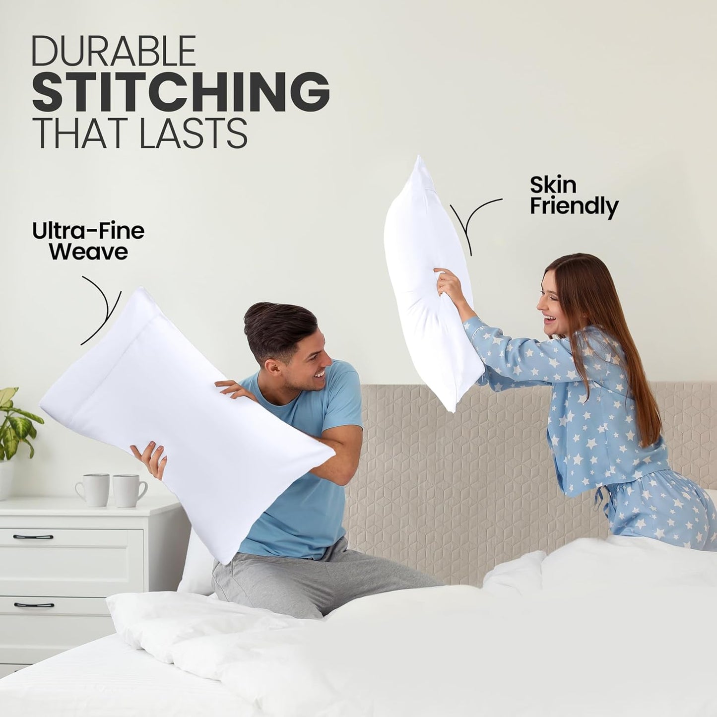 Utopia Bedding Standard Pillow Cases - Soft Brushed Microfiber - 2 Pack, Fade Resistant | 20 X 26 Inches, White