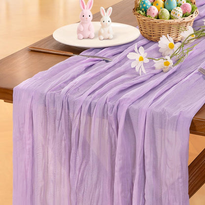 Socomi Cheesecloth Table Runner - Lilac Purple 120-Inch for Boho Rustic Weddings & Events