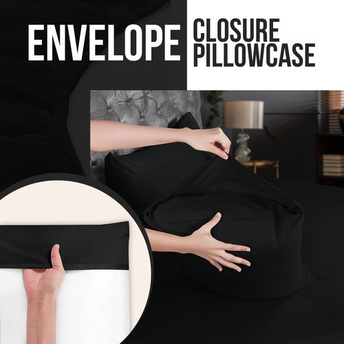 Utopia Bedding Queen Pillow Cases - 12 Pack - Envelope Closure - Soft Brushed Microfiber Fabric - Shrinkage and Fade Resistant Pillow Covers Queen Size 20 X 30 Inches (Queen, Black)