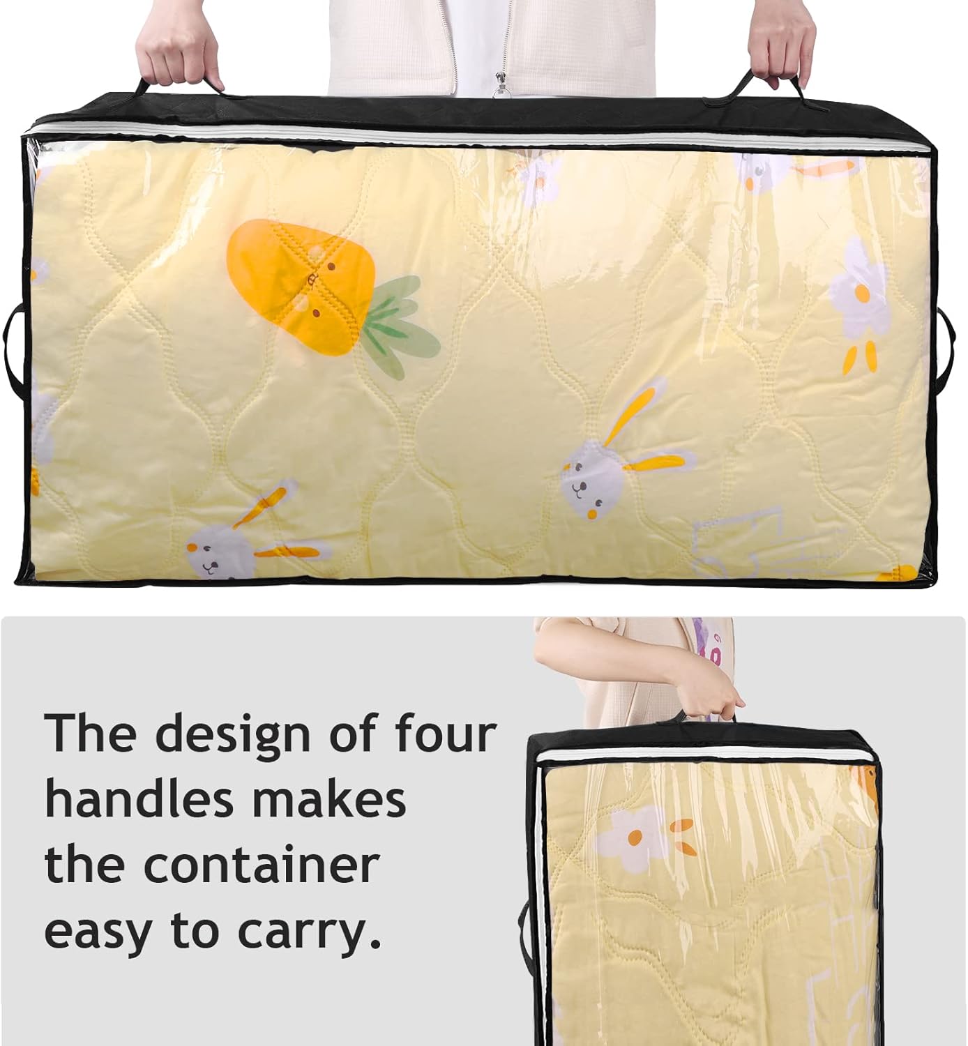 Budding Joy 90L Under Bed Storage Containers - Foldable Organizers for Blankets & Linens | Black