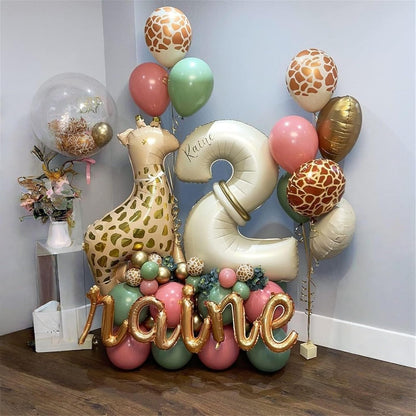 Skiennix 40-Inch Beige Number 6 Foil Balloon - Self-Inflating Ivory White Design for Birthday Celebrations