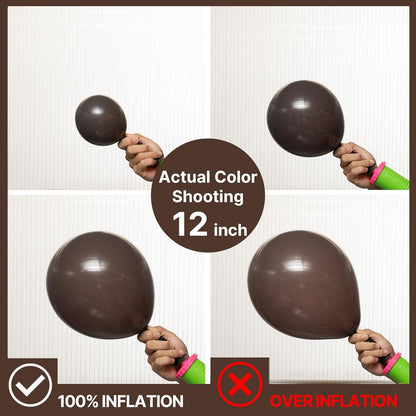 PartyWoo Dark Brown Balloons - 100pcs Boho Coffee Neutral Fall Arch Kit | 5-18 Inch Sizes for Events
