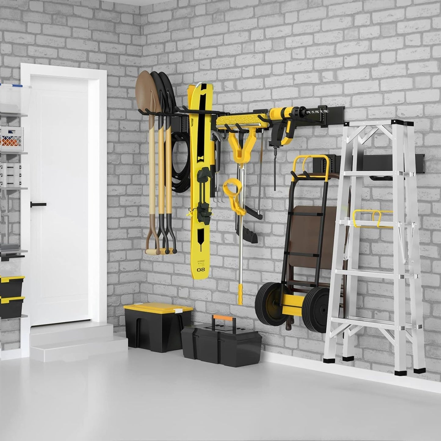 UUP Garage Storage - 64 Inches Wall Mount Tool Organizer with Adjustable Metal Hooks | Heavy-Duty Yard Shed Rack