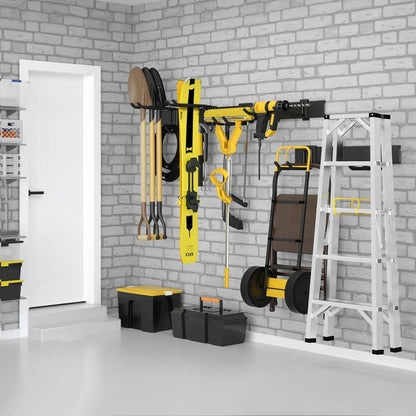 UUP Garage Storage - 64 Inches Wall Mount Tool Organizer with Adjustable Metal Hooks | Heavy-Duty Yard Shed Rack